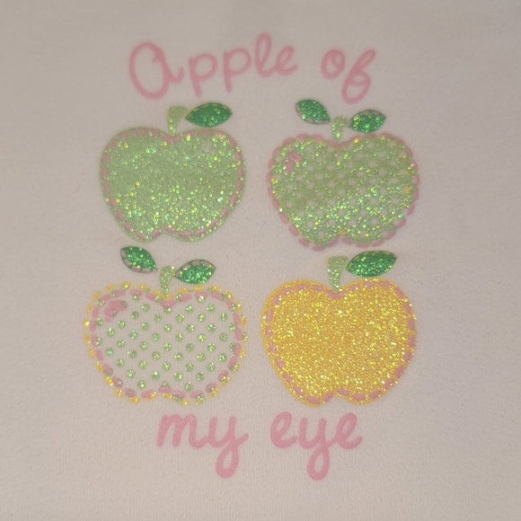 BABYWORKS 🍏 Sweet 2pc Green Yellow White "APPLE OF MY EYE" Ruffled Outfit 0-3M - Picture 7 of 16